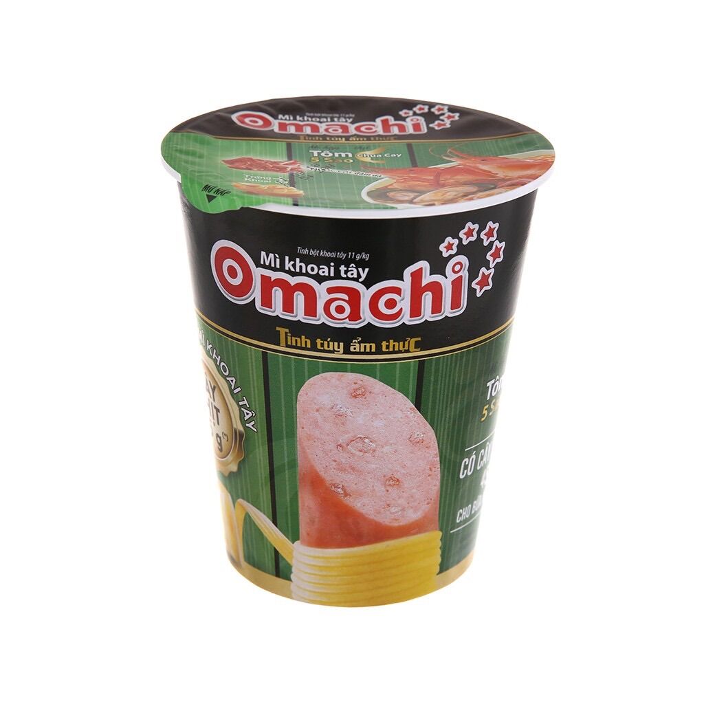5 LY Mì Omachi tôm chua cay có cây thịt thật ly 112g