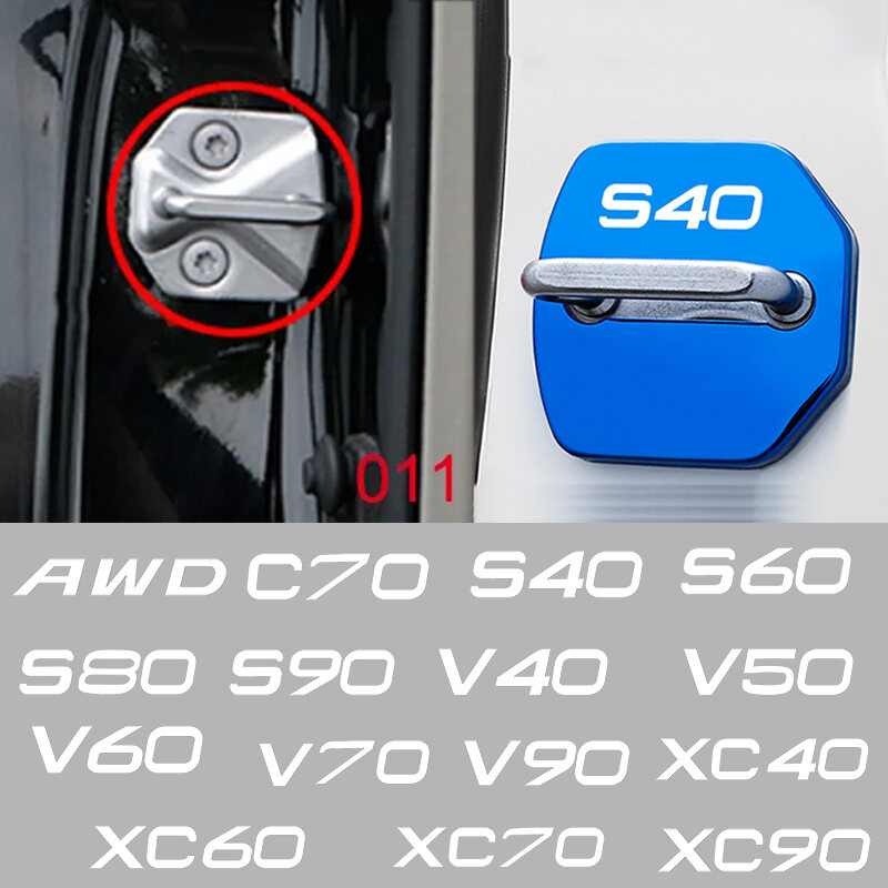4 Khóa Cửa Ô Tô Bao Dán Tường Cho Volvo Mô Hình V90 XC40 XC60 XC70 AWD C30 C70 S40 S60 S80 S90 T6 V4