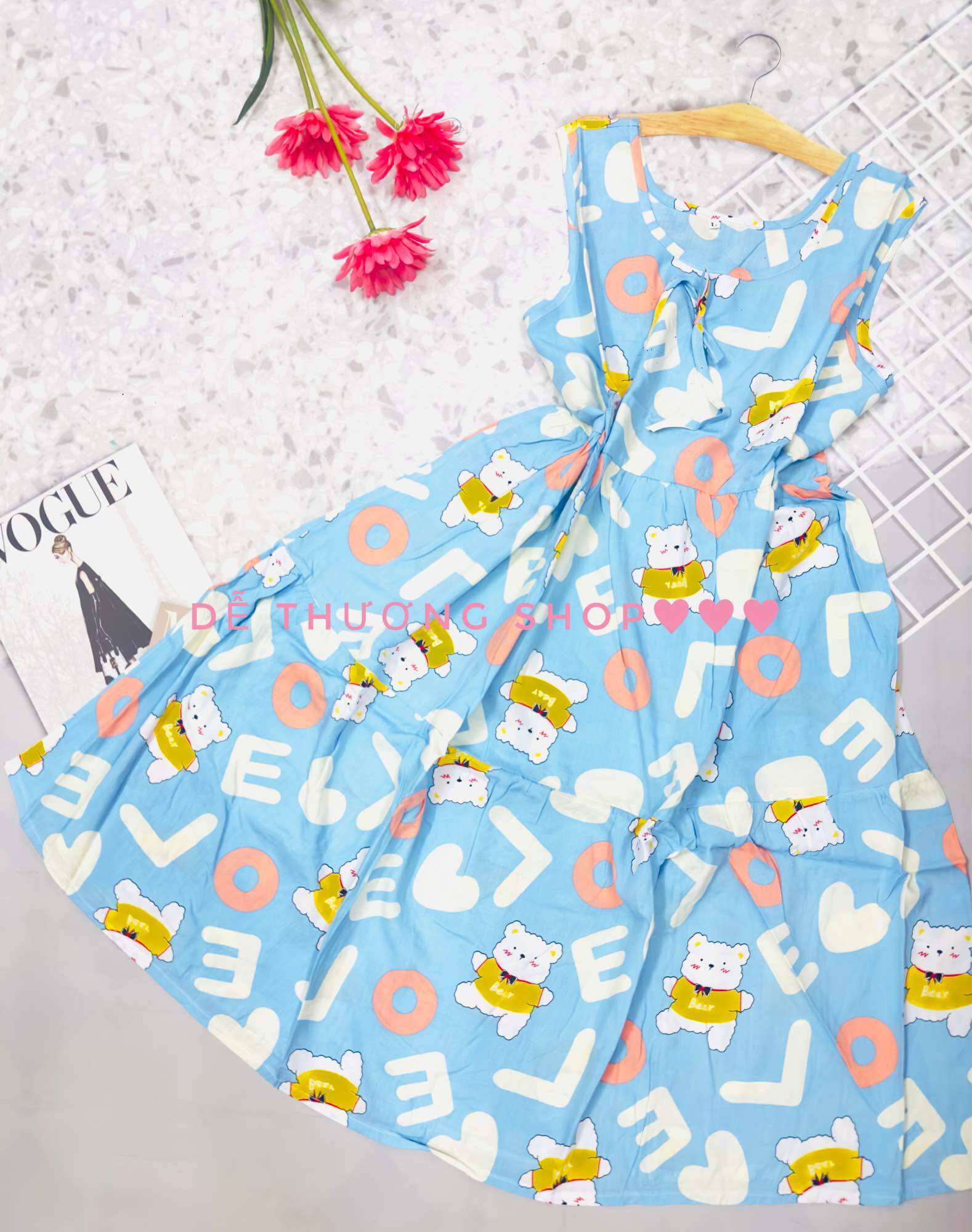 (45-60kg)ĐẦM TOLE LANH SÁT NÁCH MẶC NHÀ 3 TẦNG SIZE L