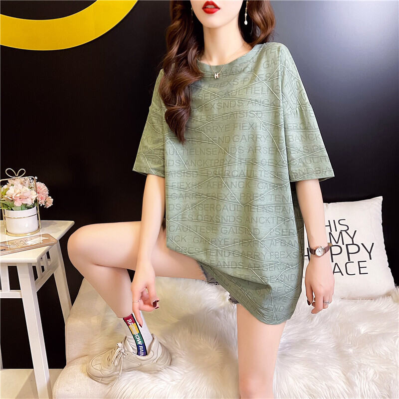 Trang Phục Nữ Áo Phông Rộng Rãi Phiên Bản Dài Vừa Tay Lỡ Mẫu Mới Năm 2023 Mùa Hè Cộc Tay Áo Cỡ Lớn Cho Nữ Áo Instagram