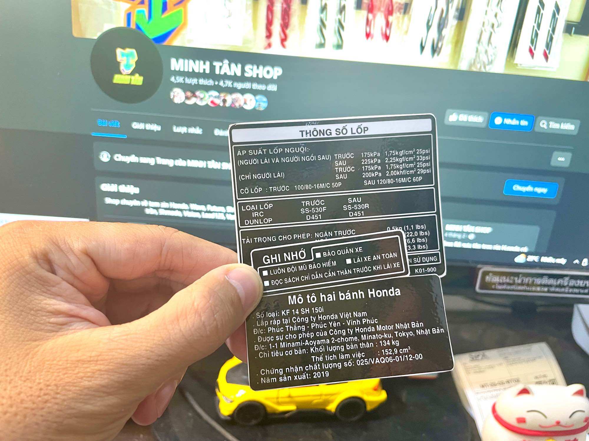 Bộ tem thông số Sh150i đời 2019, tem sắc nét.