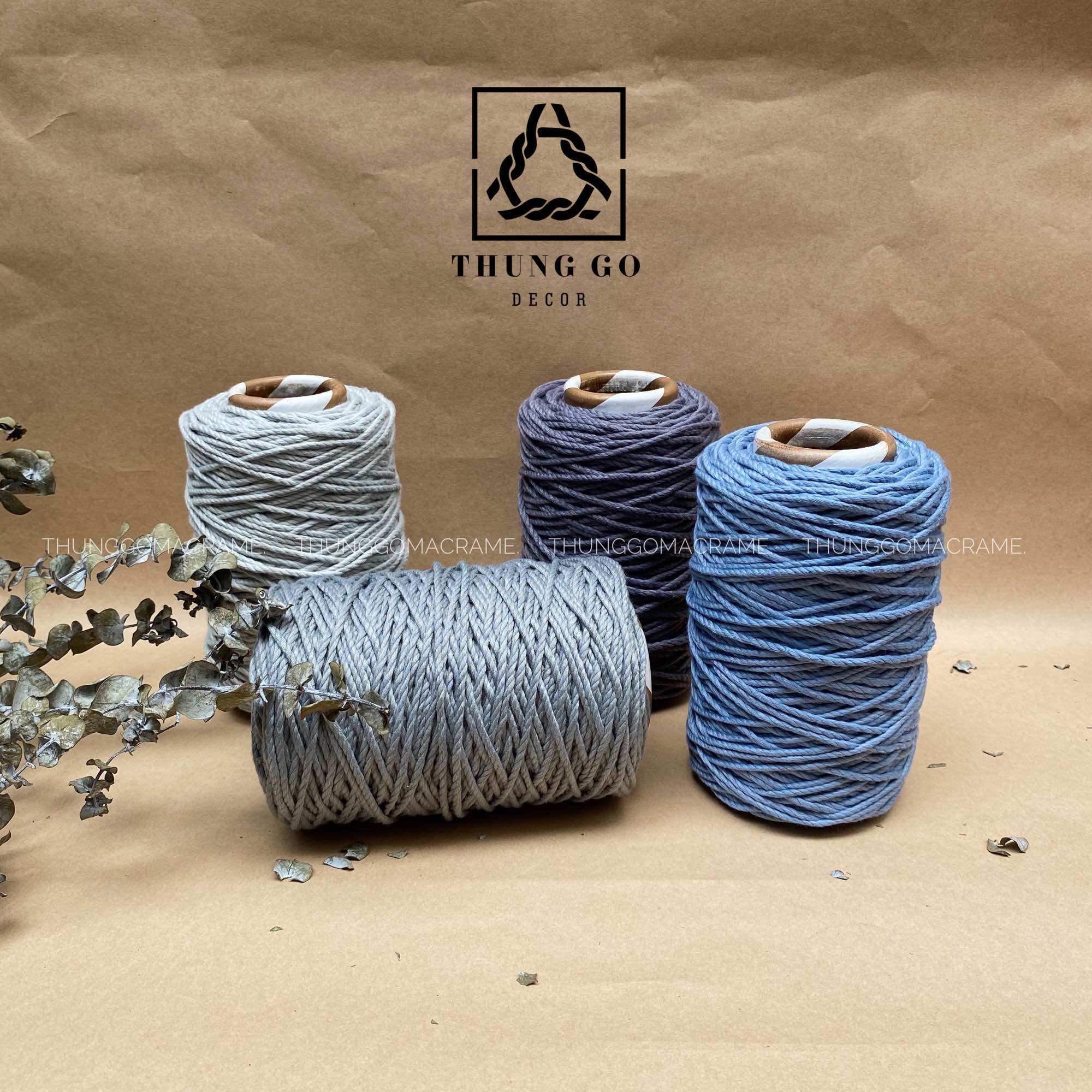 Dây Thừng Macrame Màu Xanh Khói 5mm 3mm