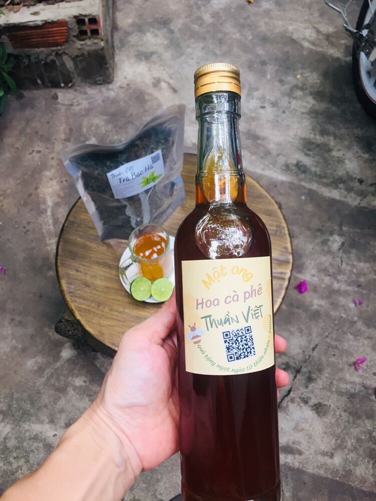 500ml mật ong hoa cà phê, mật ong nhà nuôi thuần việt