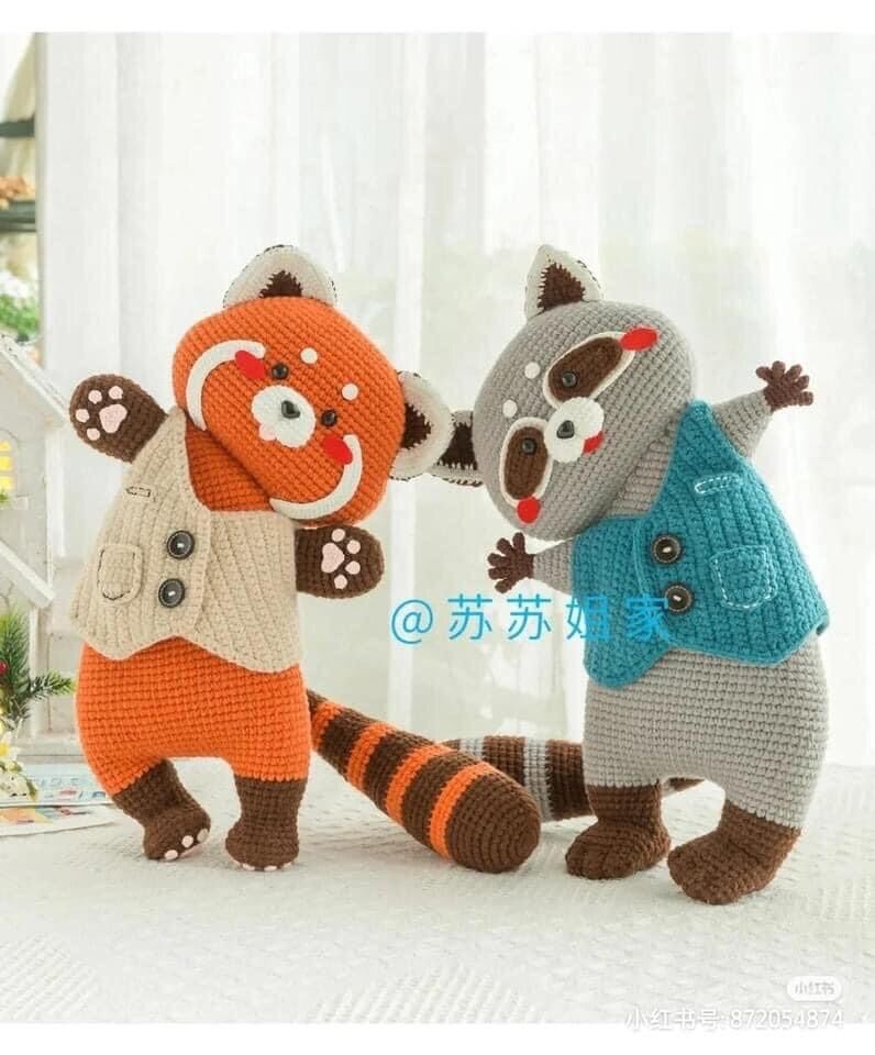 Thú bông móc len con Chồn xám - gấu nhồi bông con Chồn handmade
