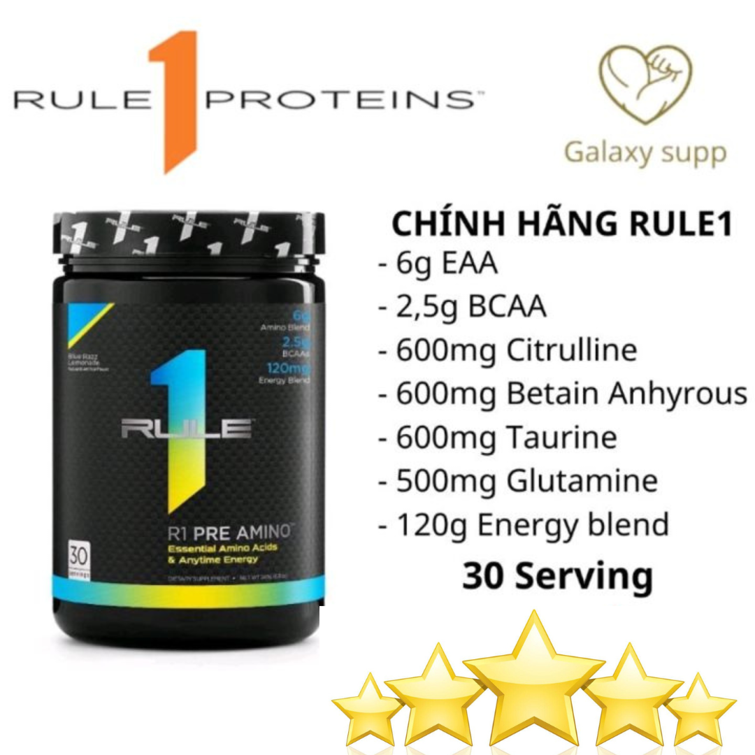 Rule 1 - r1 pre amino tăng cơ phục hồi cơ bắp 30 serving - eaa - bcaa