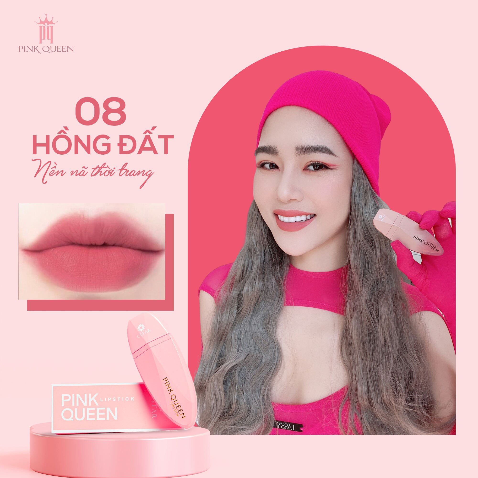 Son Siêu Lì Pink queen ( Mã 08 Hồng Đất )