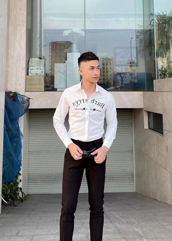 Áo sơ mi nam BBR trắng dài tay phối họa tiết in nhiệt mẫu mới nhất cao cấp AHFASHION