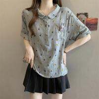 AIYITI | áo nữ Áo Blouse Vintage Hoa Linen Tay Ngắn Rộng