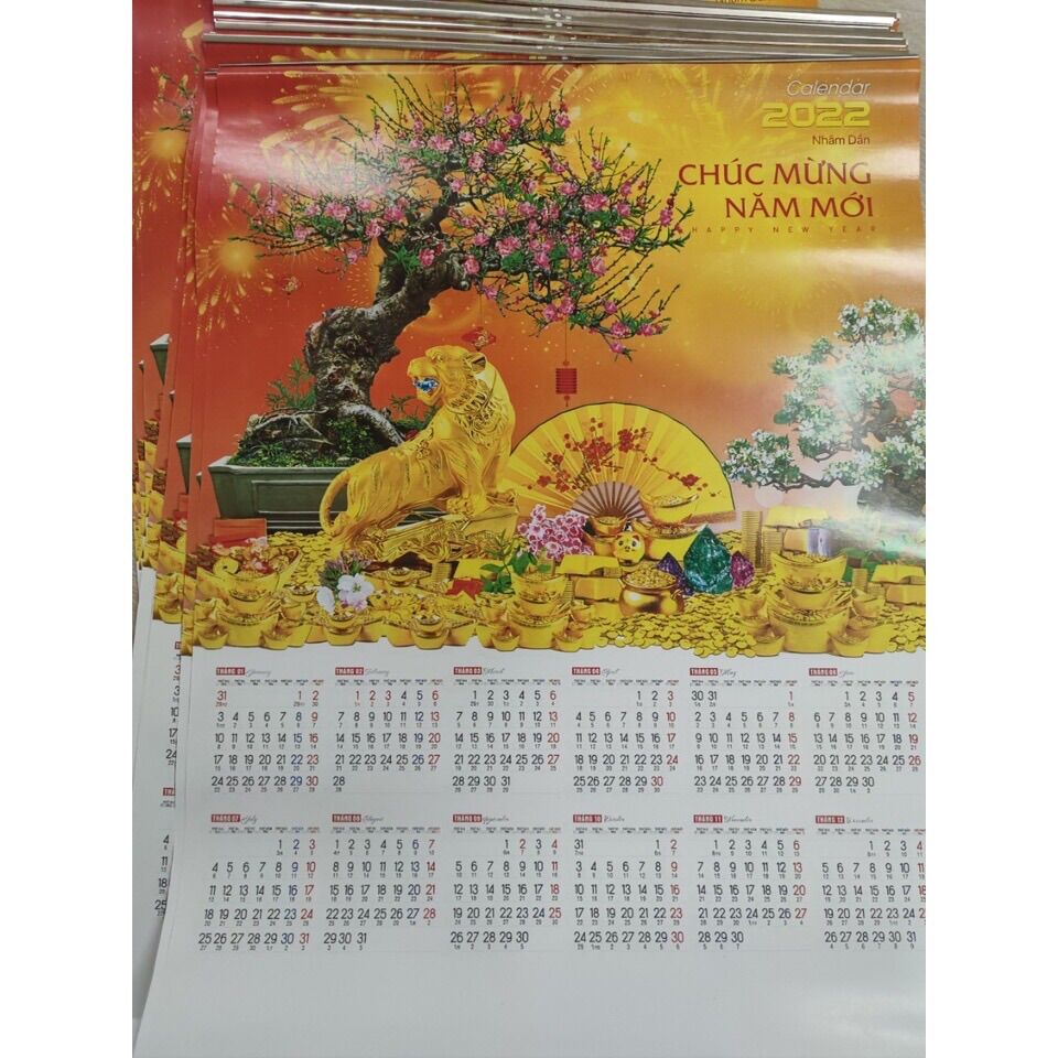 Lịch nẹp sắt 1 tờ năm nhâm dần 2022