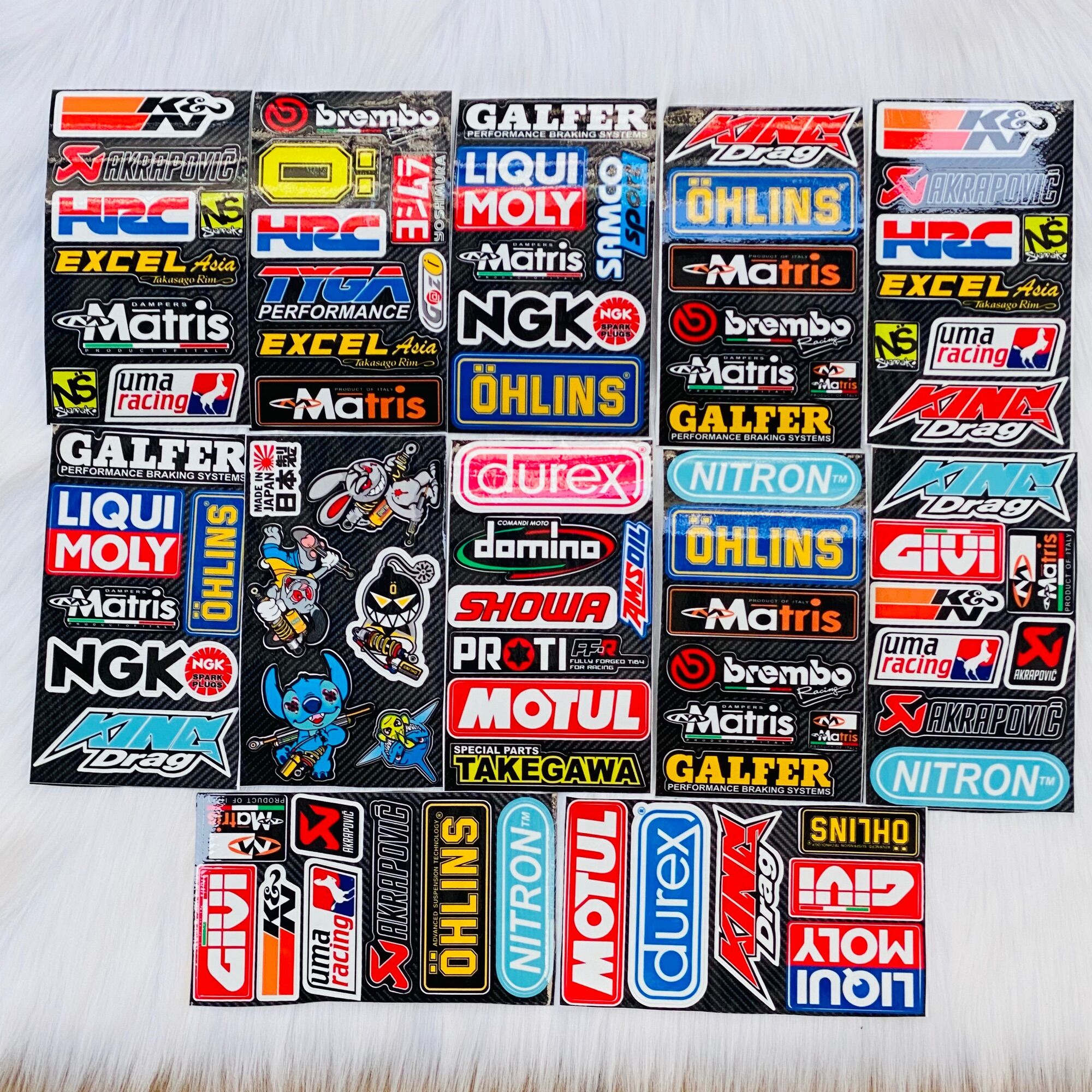 Sét Tem Dán Mini Chữ Nitron,Ohlins,Matric,Brembo,Galfer