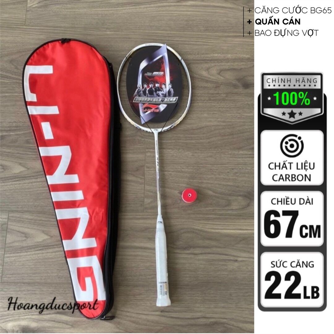 Vợt cầu lông Li-Ning khung Cacbon Chính hãng, giá rẻ siêu hot (khuyến mãi căng dây,cuốn cán và bao đựng vợt)