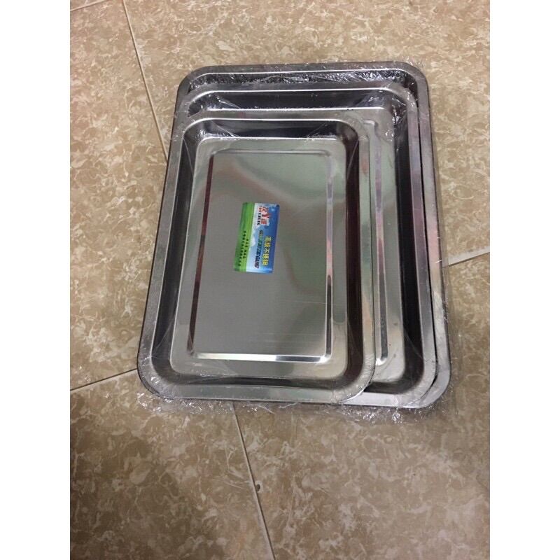 Khay inox sâu 2cm đựng thực phẩm [hàng dày dặn]