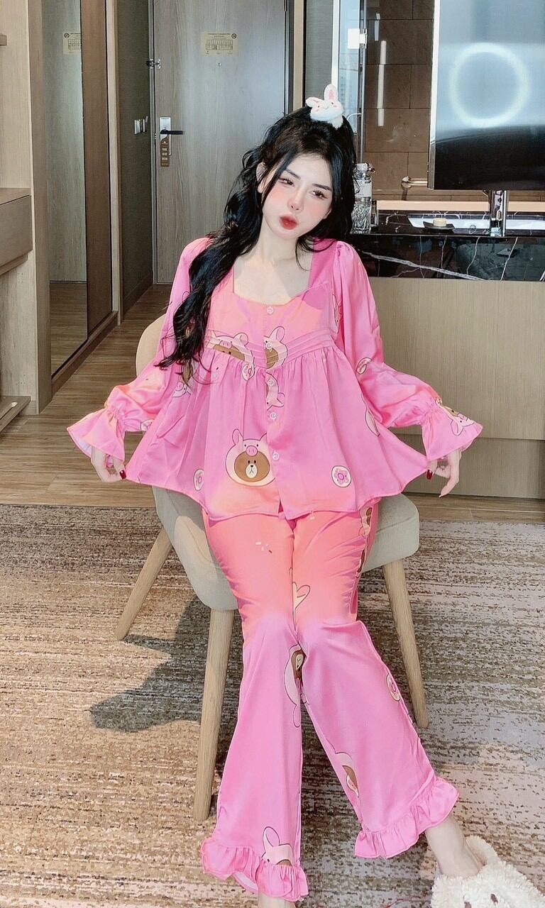 [HOT] BỘ LỤA NGỌC TRAI HOẠ TIẾT CUTE ,SIZE 40-60KG