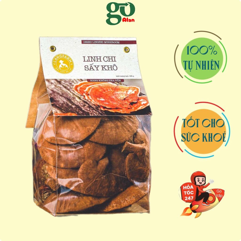 Bịch Nấm linh chi lát sấy khô LANGFARM Đà Lạt 225gr