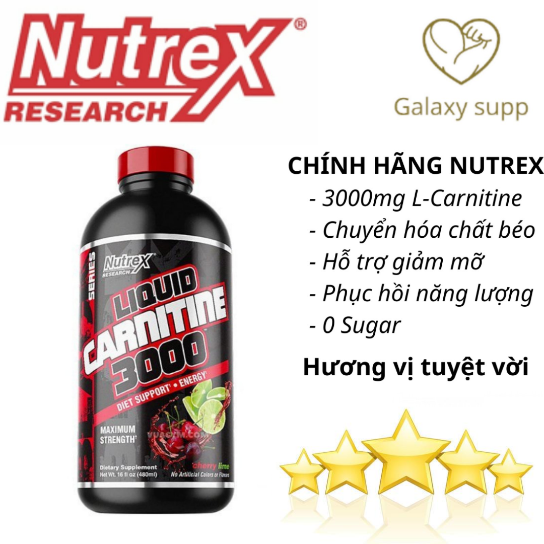 Nutrex liquid carnitine 3000 hỗ trợ giảm mỡ chuyển hóa năng lượng dạng lỏng
