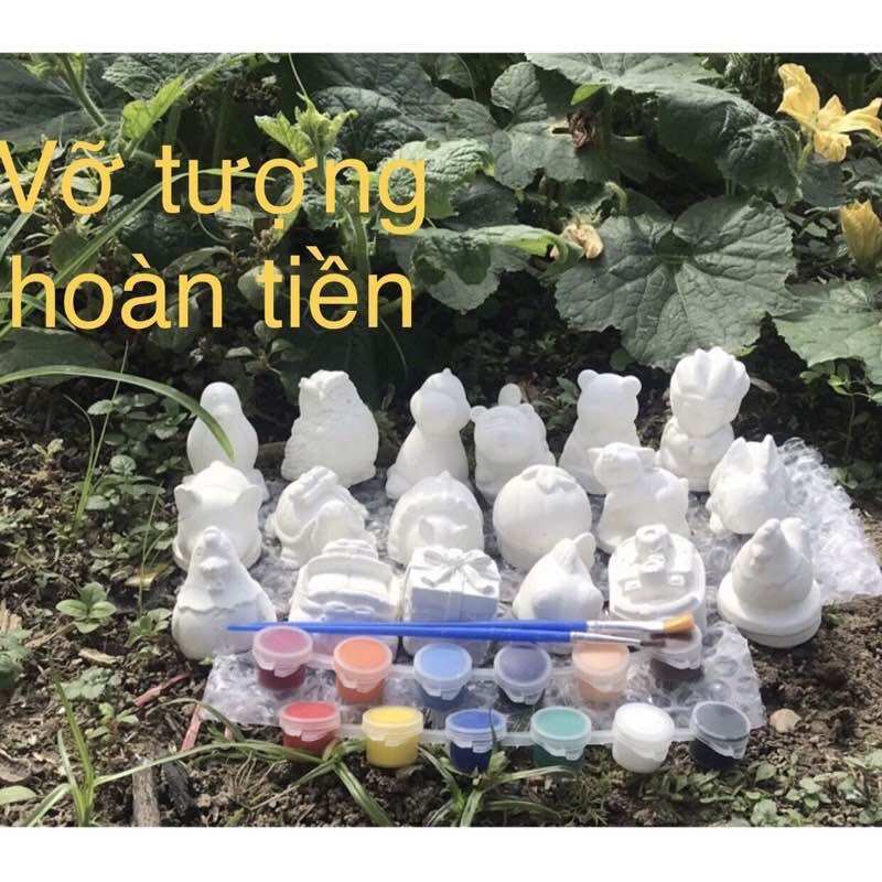 Combo 20 Tượng Tô Màu Từ 5Cm (Tặng Kèm 12 Màu + 2 Cọ Vẽ ). Giao Mẫu Ngẫu Nhiên - Biglove
