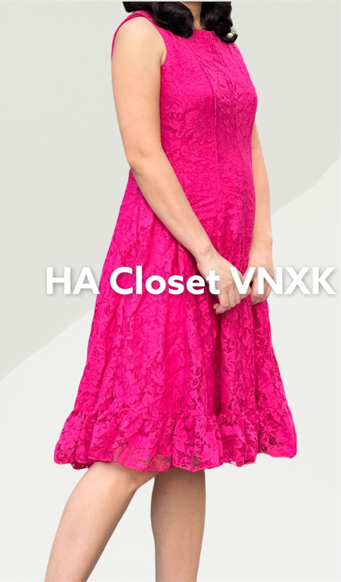 Đầm Hồng Ren Hàng Dư Xịn