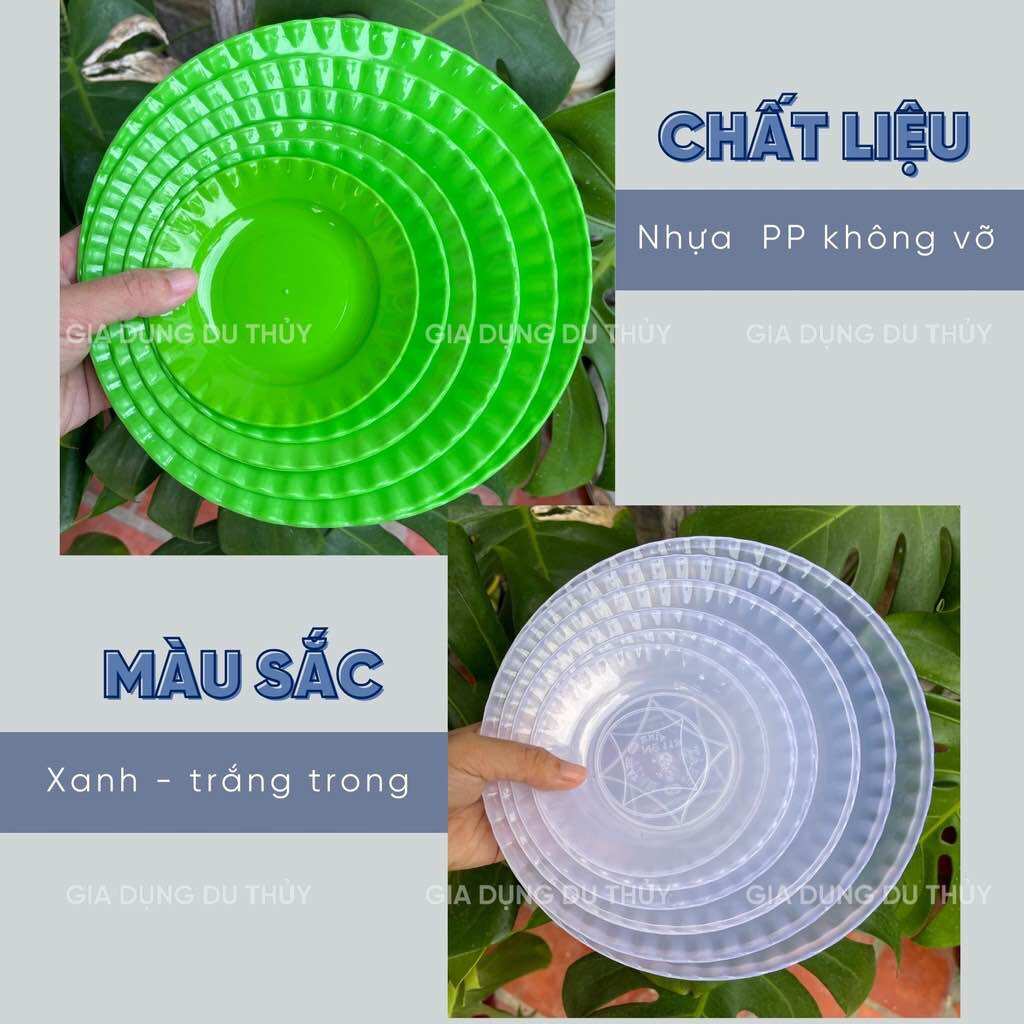 🇻🇳 Set 5 Dĩa Nhựa XANH, Trong, DĨA SÂU (Size Tuỳ chọn)