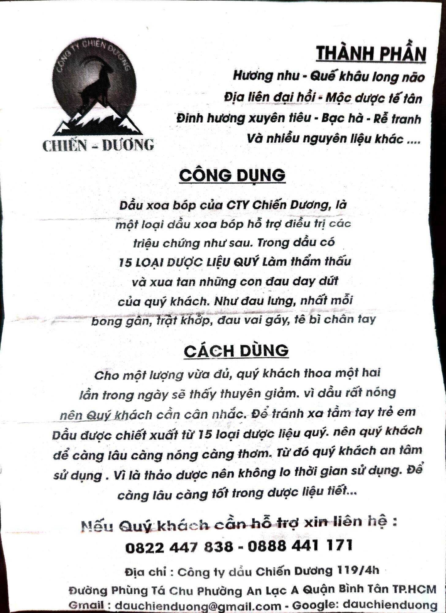 Dầu xoa bóp 100ml