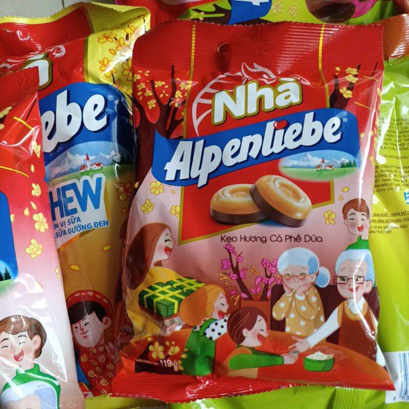 (HÓT)KẸO ALPENLIEBE HƯƠNG CAFE DỪA(GÓI 34V-119gr)