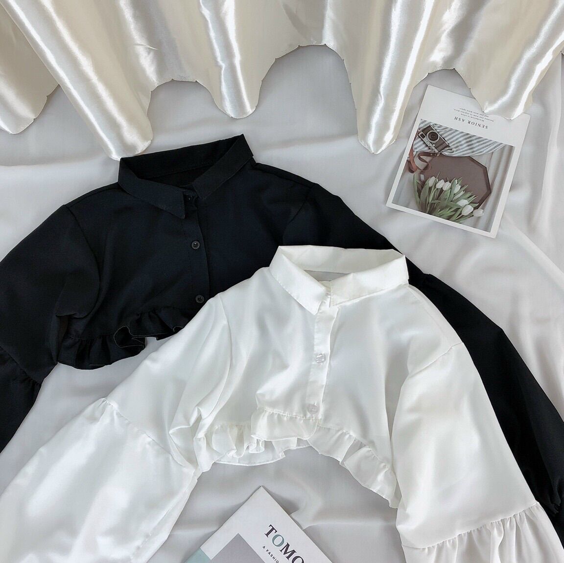 ÁO SƠ MI CROPTOP PHỐI BÈO FROM 50KG TRỞ LẠI