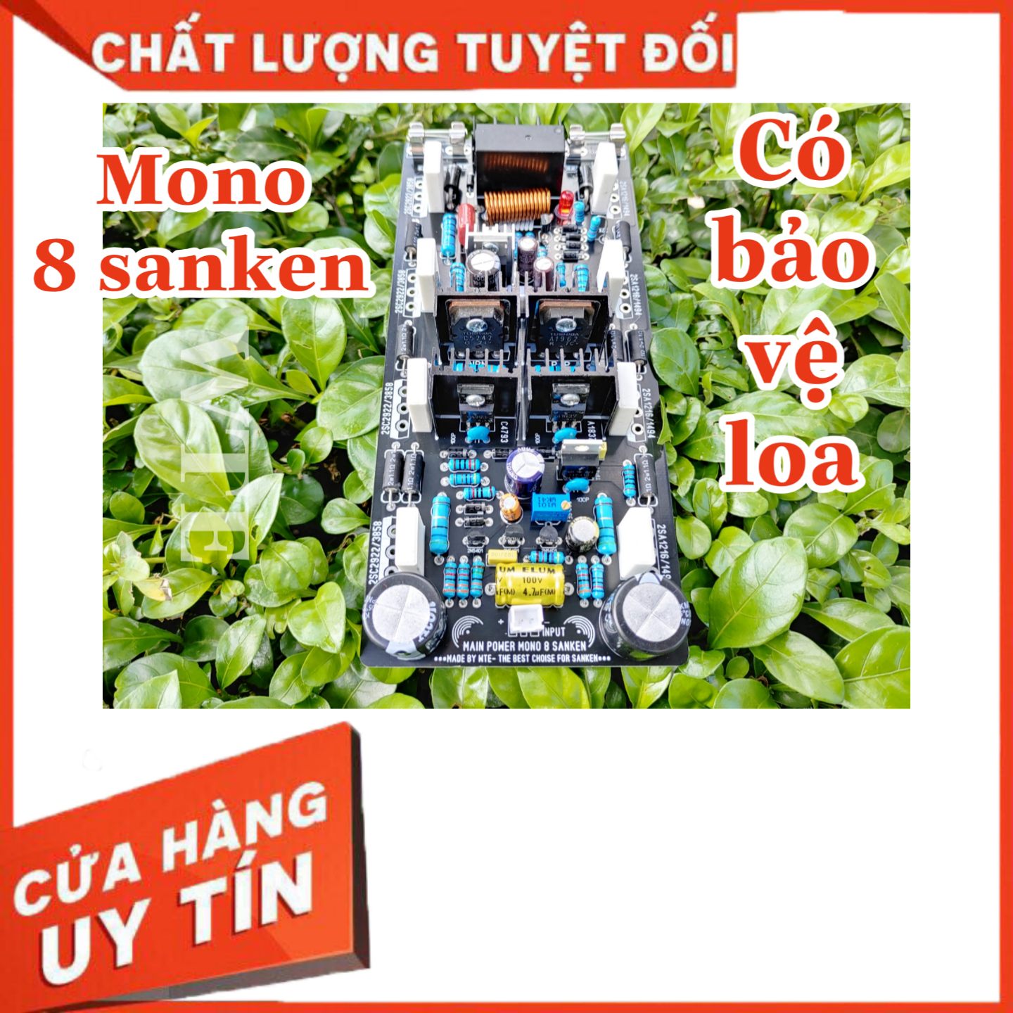 Mạch công suất 8 sò sanken 2 vít mono dùng nhôm 2u 18cm có bảo vệ loa