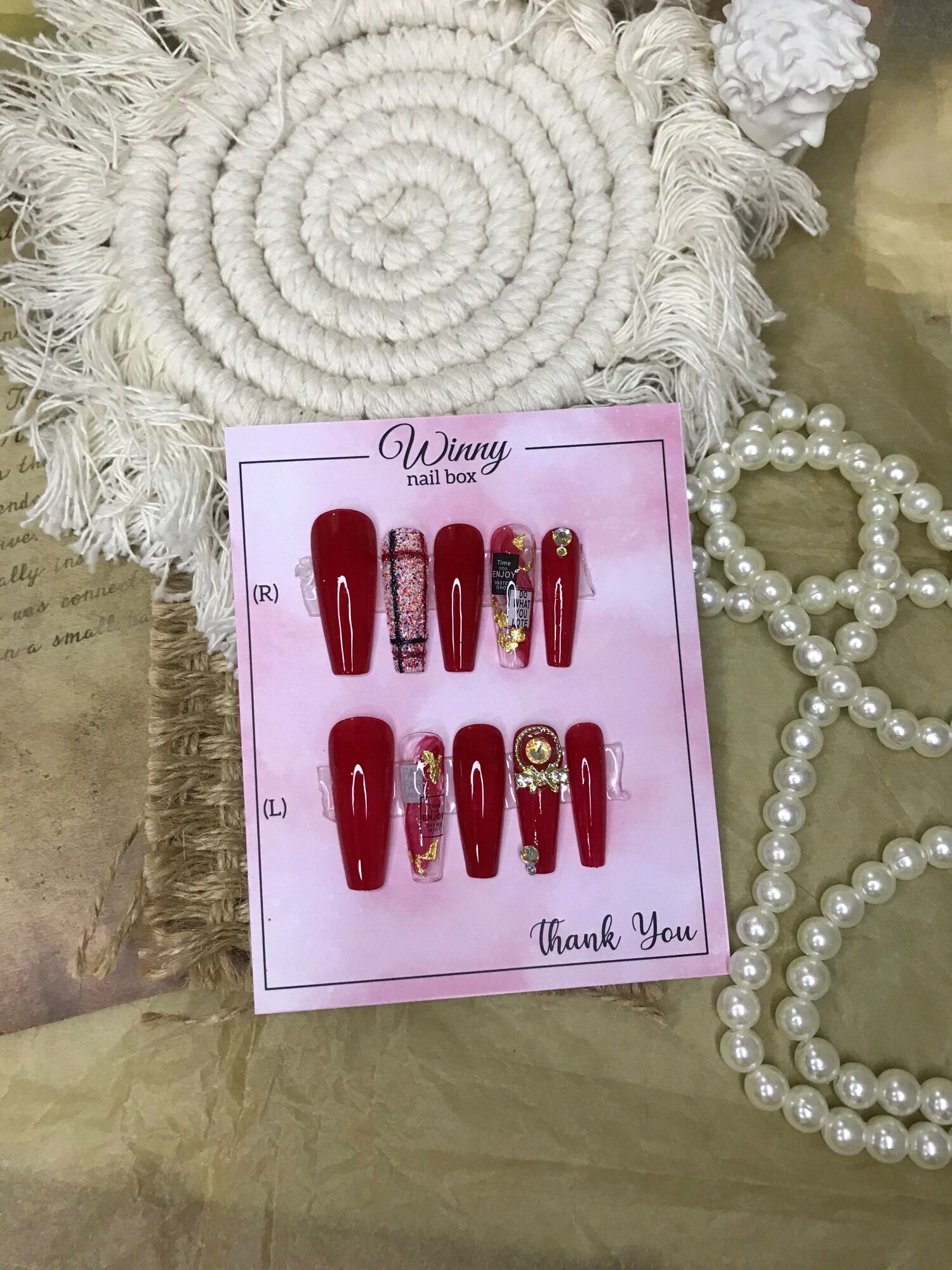 Nailbox móng up móng giả đỏ Tết