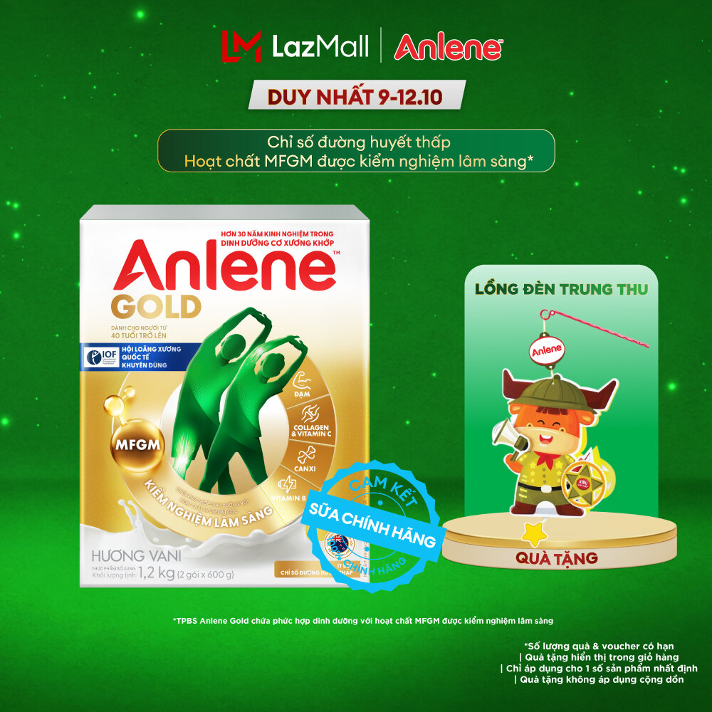 [Voucher giảm đến 16%][FREESHIP 0Đ TOÀN QUỐC] Sữa Bột Anlene Gold Hương Vani 1.2Kg