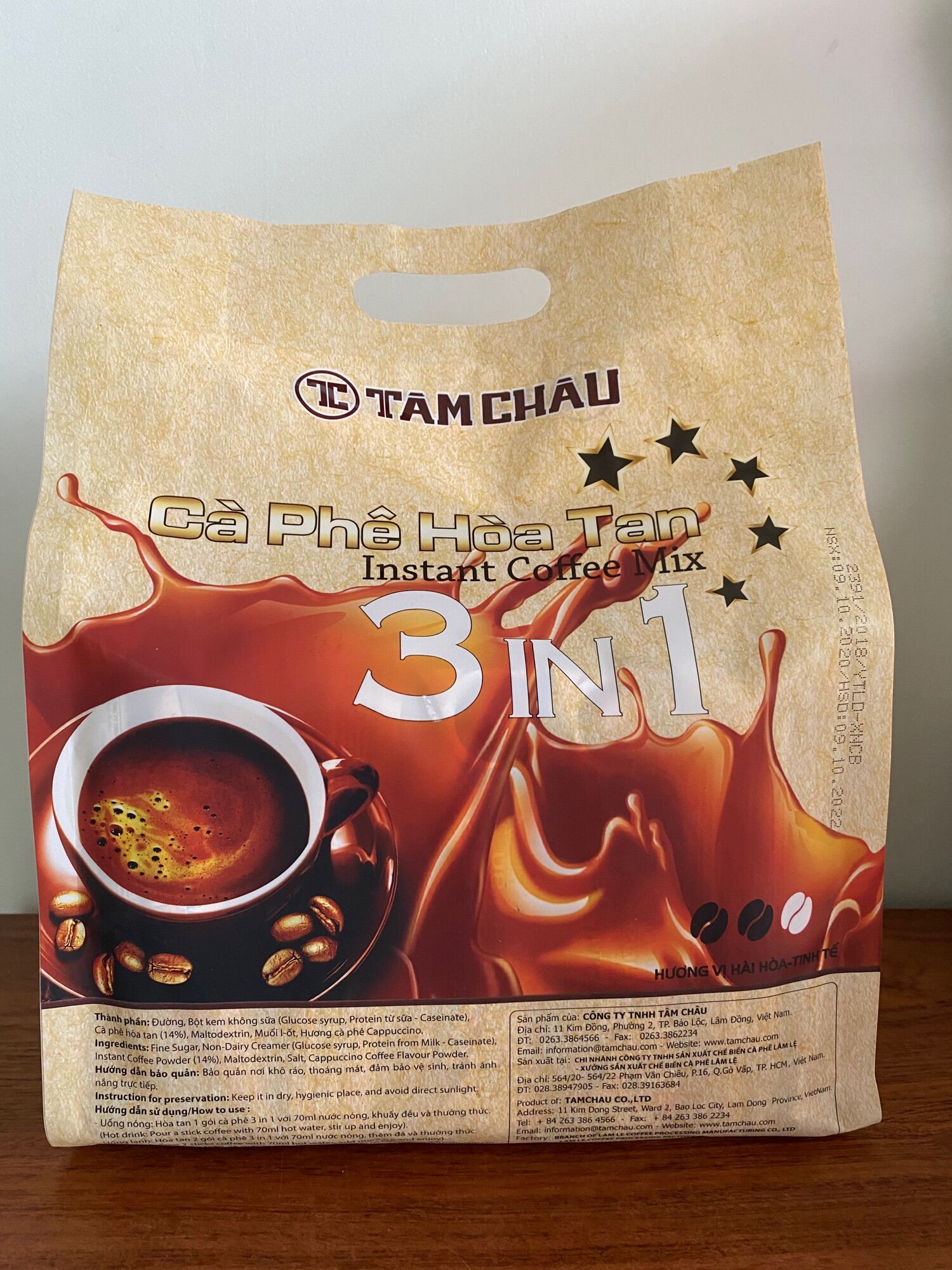 [HCM]Cà phê hòa tan 3 in 1 Tâm Châu gói 850g