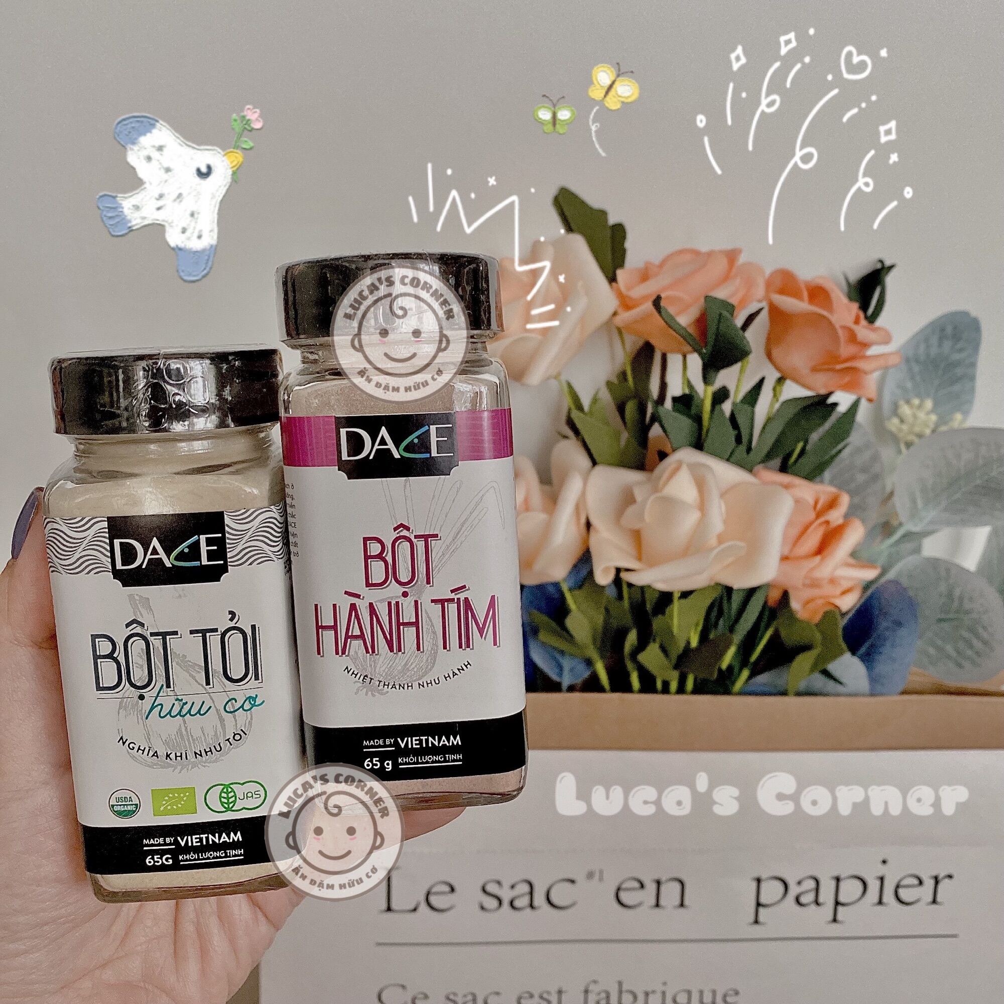 Bột tỏi/bột hành/bột gừng/bột nghệ hữu cơ Dace 65g