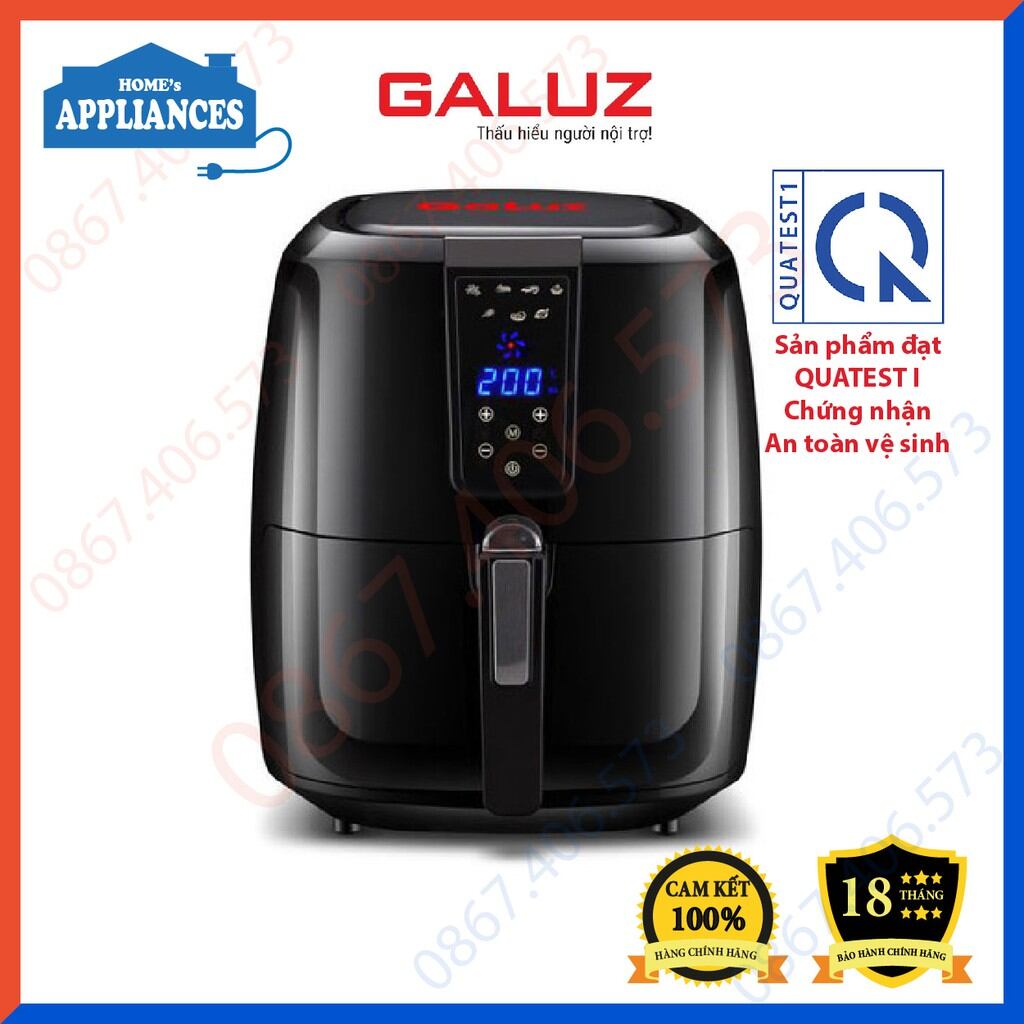 Nồi chiên không dầu điện tử Galuz 5.2l GLA-616 Hàng Chính Hãng (tặng kéo cắt hành+bình xịt dầu)