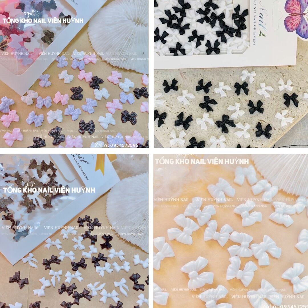 Charm nơ nail , phụ kiện nơ nhựa gắn móng nhiều kiểu
