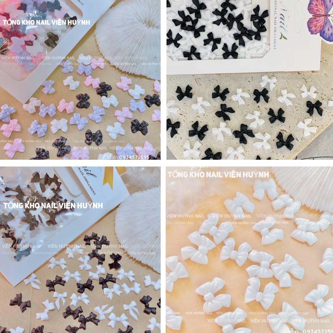 Charm nơ nail , phụ kiện nơ nhựa gắn móng nhiều kiểu