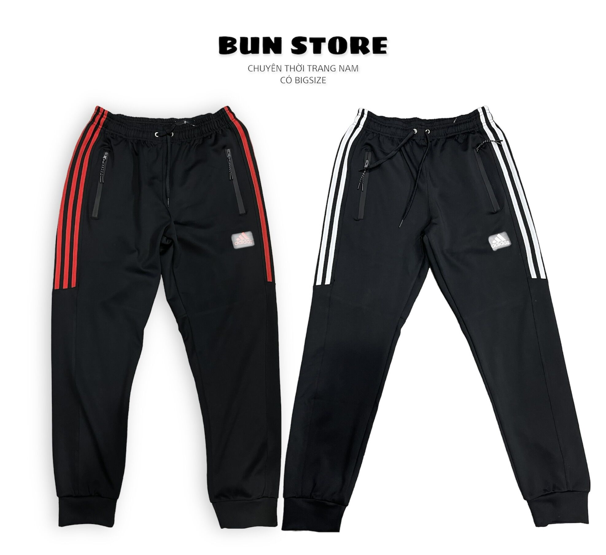 Quần dài jogger thun thể thao 3 sọc nam nữ có bigsize từ m-8xl