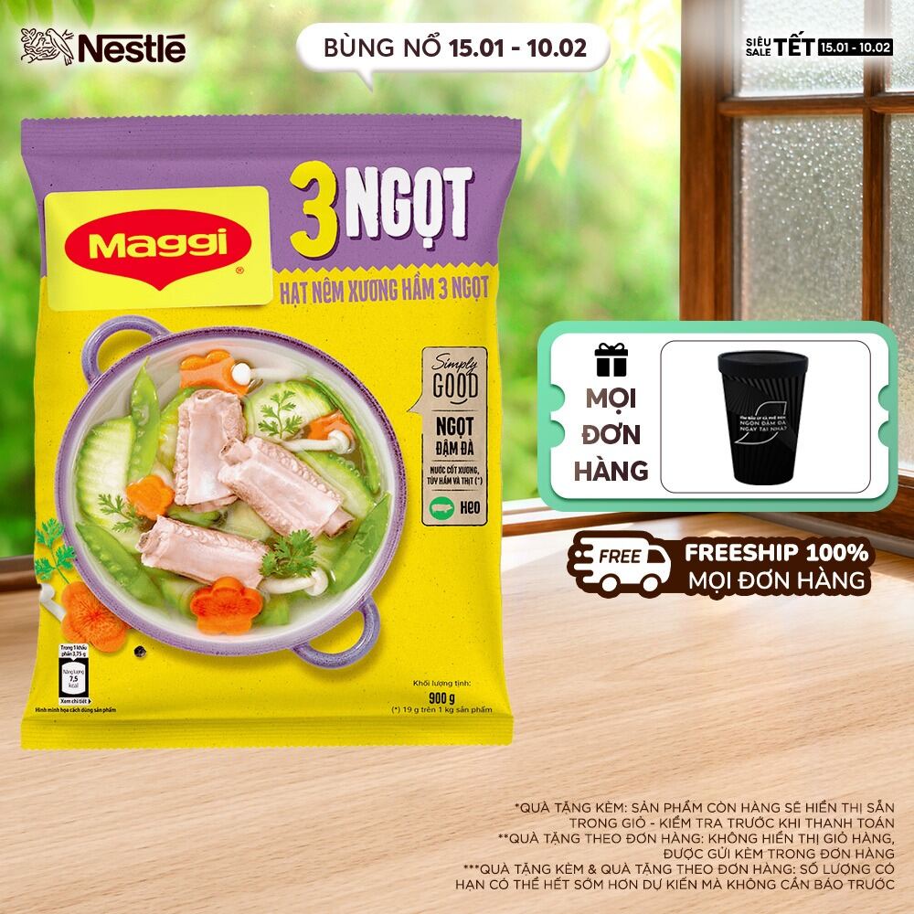 [FREESHIP TOÀN QUỐC] [QUÀ TẶNG THÁNG 11 - ĐƠN 59K & 199k] Hạt nêm MAGGI® Xương Hầm 3 ngọt Heo gói 90