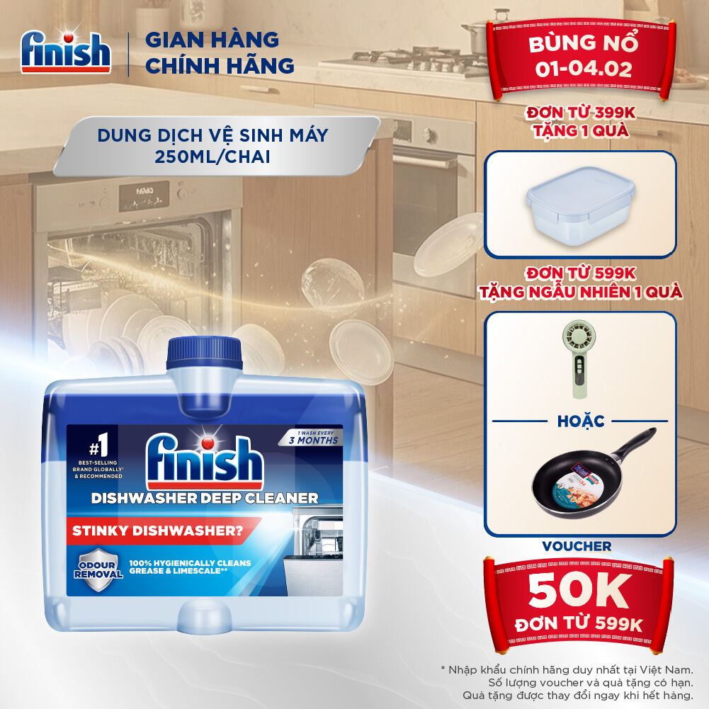 Dung Dịch Tẩy Rửa Máy Rửa Chén Bát Finish Dishwasher Deep Cleaner - chai 250ML