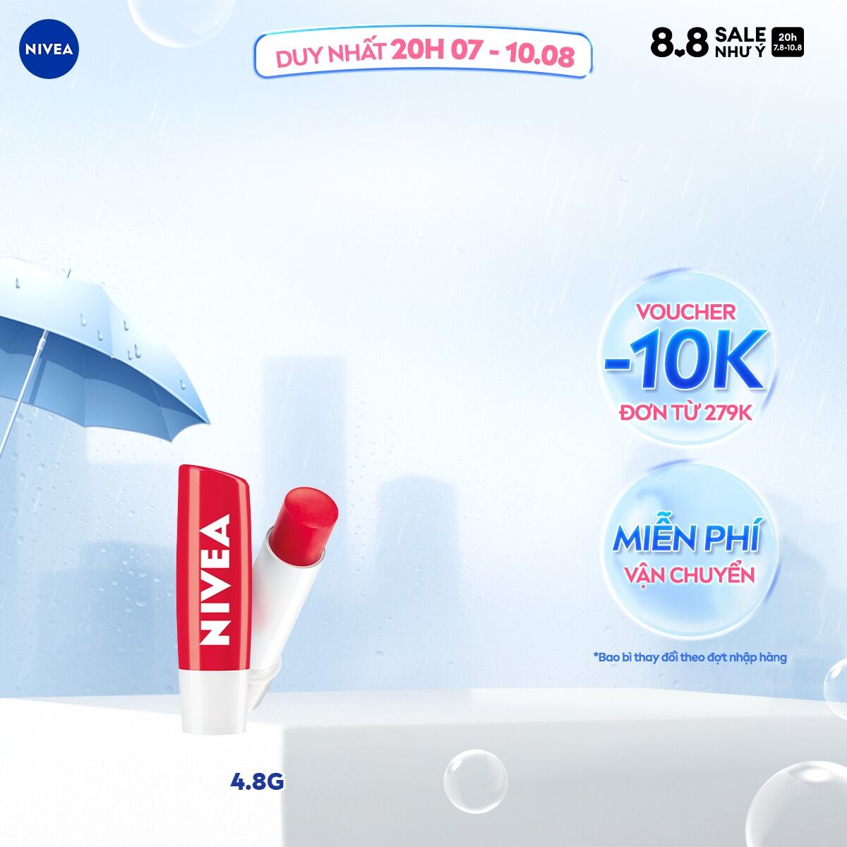 Son Dưỡng Môi NIVEA Không Dầu Khoáng (4.8 g)