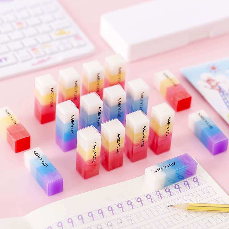 Combo 3 cục gôm tẩy bút chì 7 sắc cầu vồng