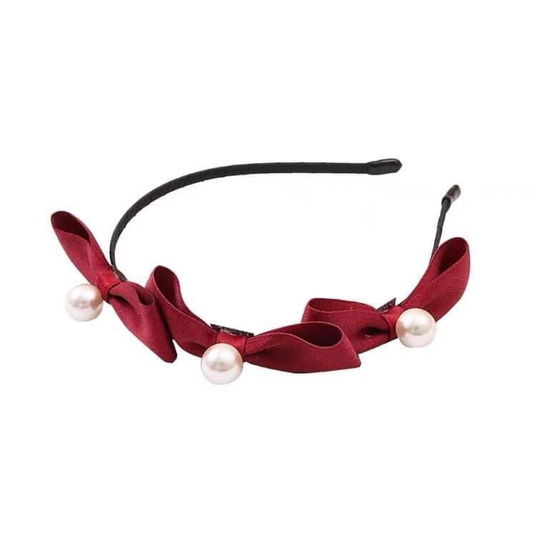 Cài tóc , bờm tóc ngọc trai phối vải - Sara Accessories