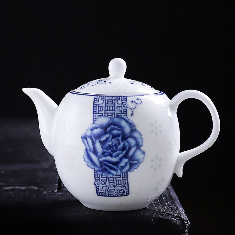 Ấm trà nhỏ gốm sứ ấm pha trà bộ trà kung fu ấm đơn phong cách trung quốc sứ thanh hoa 200 ml sứ trắng cao thường ngày gia dụng