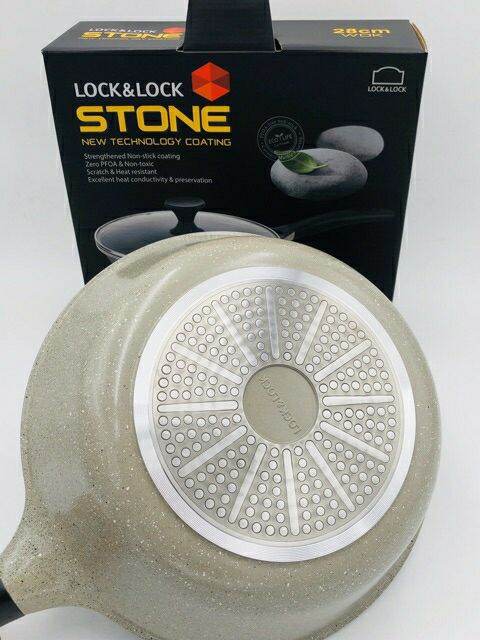 Chảo Đá Stone 7 Lớp Sâu Lòng Đáy Phẳng Lock&Lock 28cm LCA6285D (cam kết hàng chính hãng)
