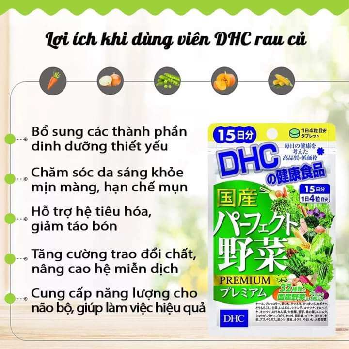 Viên uống rau củ DHC 60 ngày hàng đủ bill