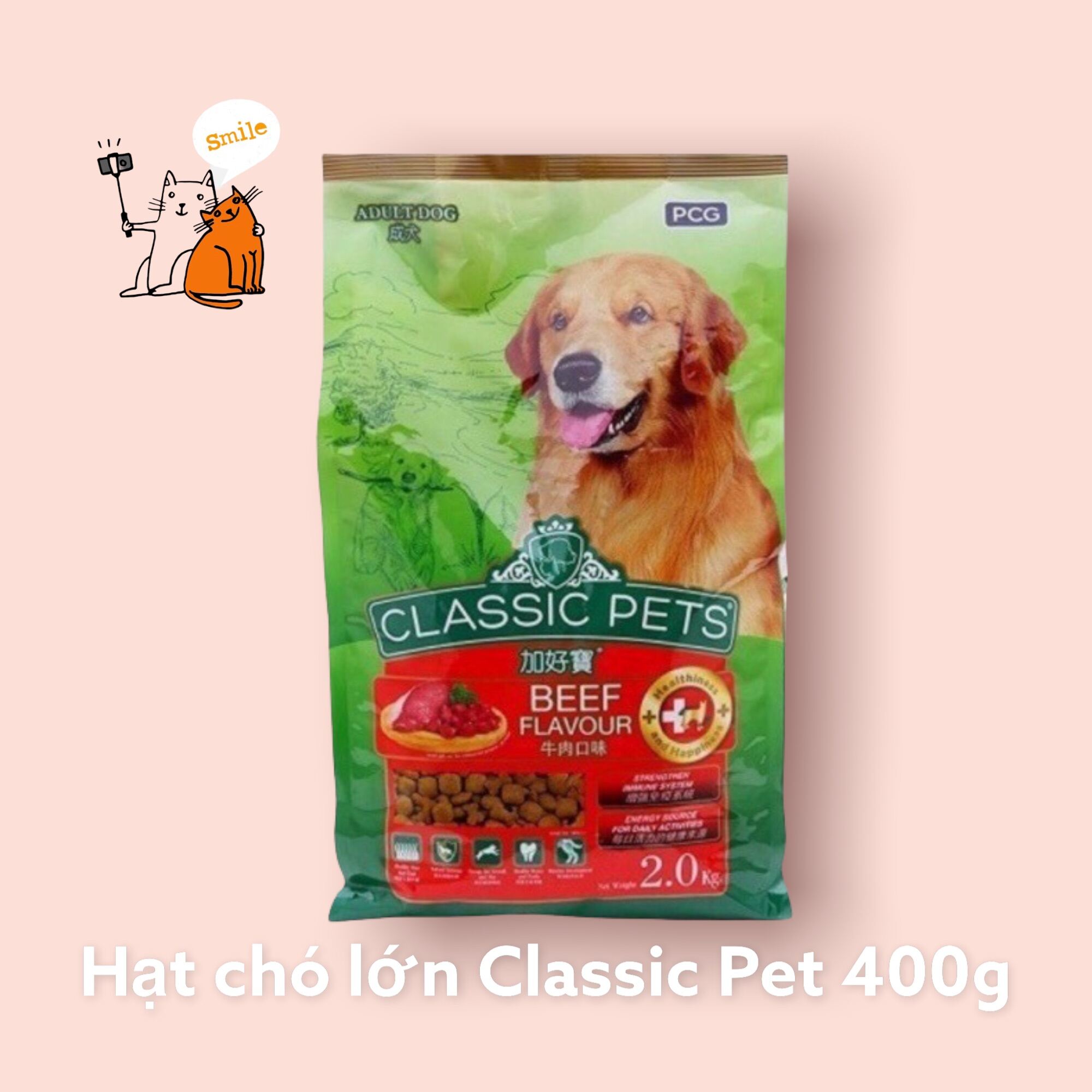THỨC ĂN KHÔ DÀNH CHO CHÓ TRƯỞNG THÀNH VỊ BÒ 400gr