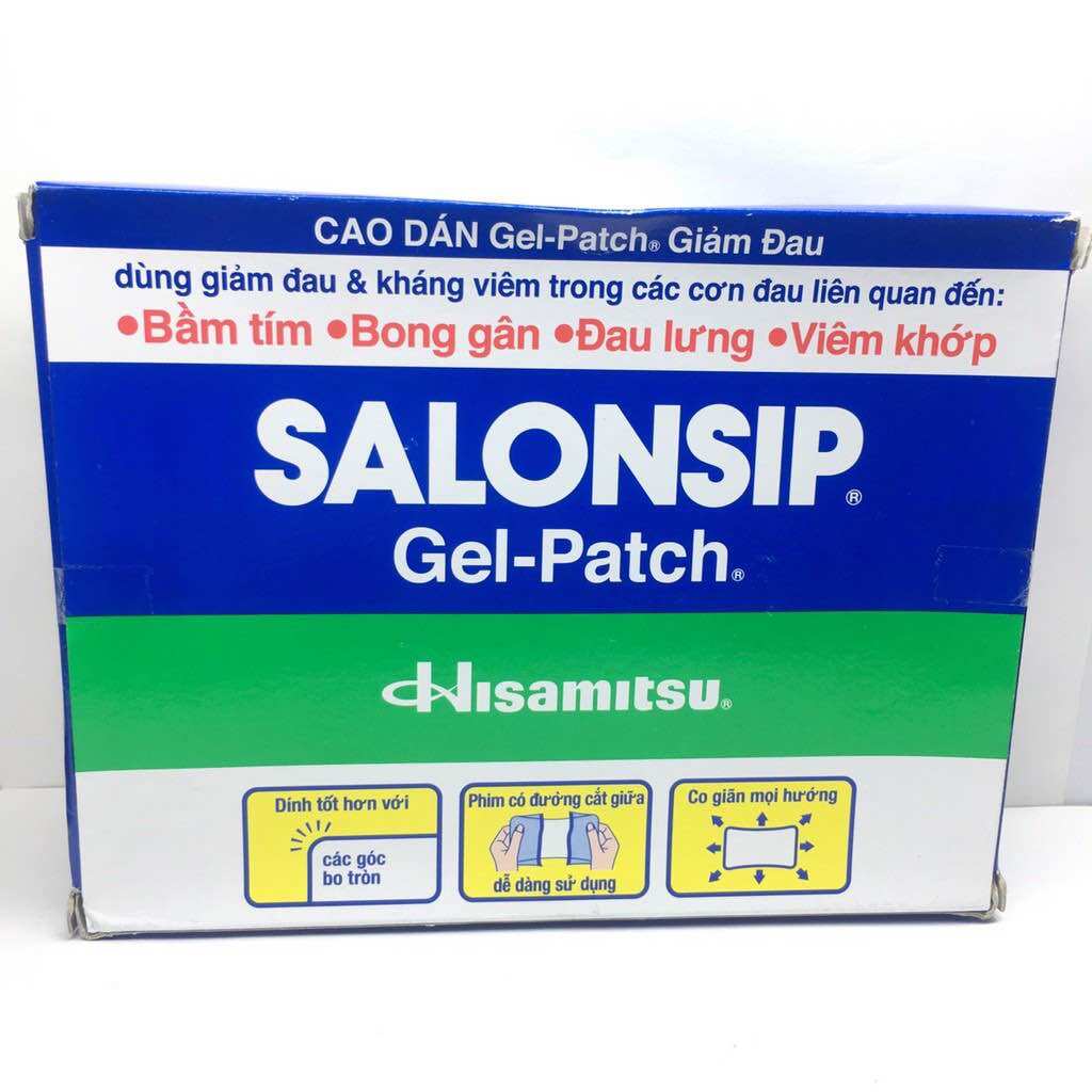 Miếng dán lạnh giảm đau Salonsip-Hộp 8 gói x 3 miếng