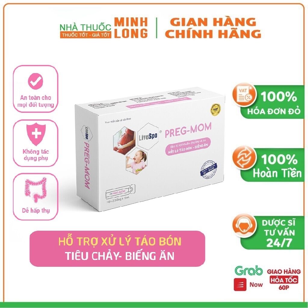 Combo 3 Hộp Preg-Mom Bào Tử Lợi Khuẩn Cho Trẻ Táo Bón, Biếng Ăn, Chậm Lớn
