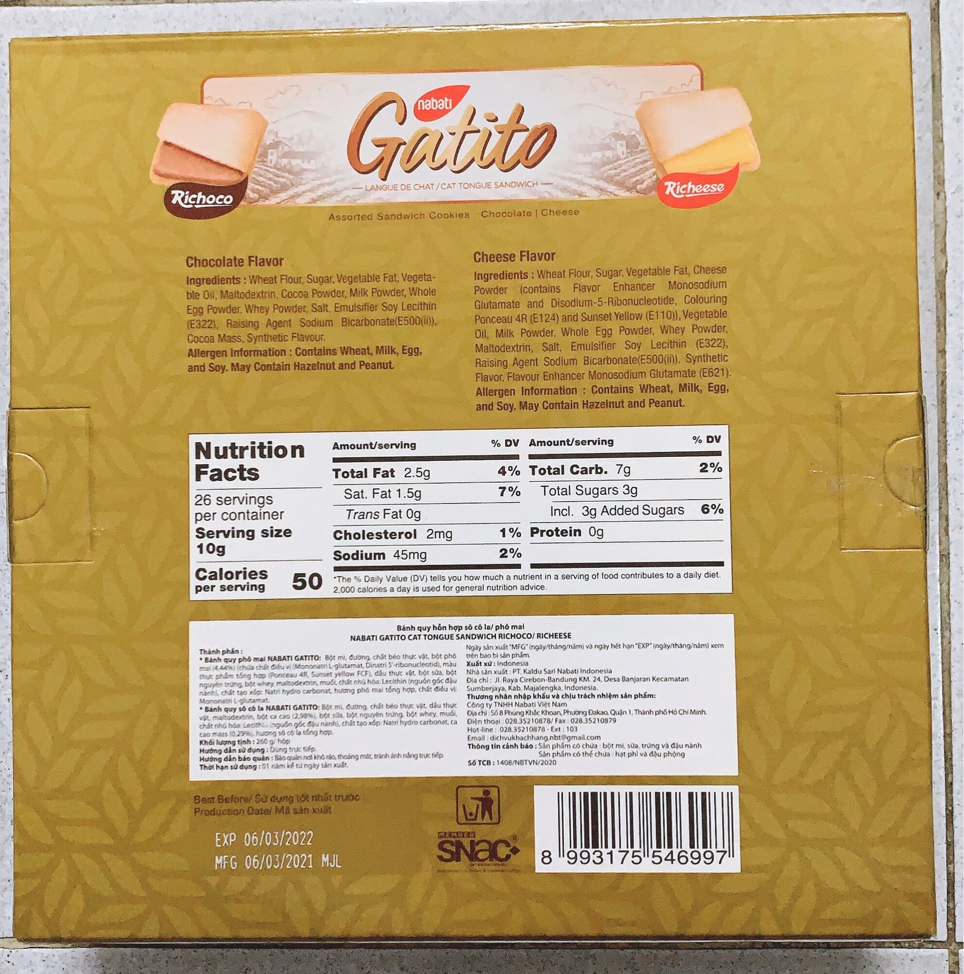 [2022] Bánh quy phô mai+socola Gatito - Nabati ( hộp thiếc)