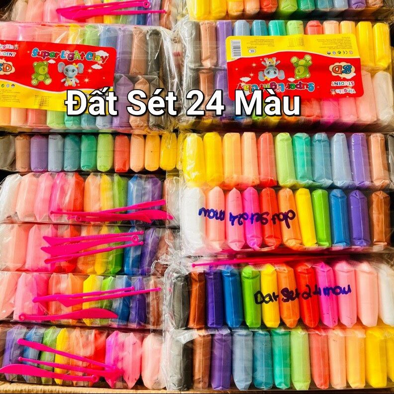 Đất sét siêu nhẹ 12, 24, 36 màu không mùi không độc hại cho bé
