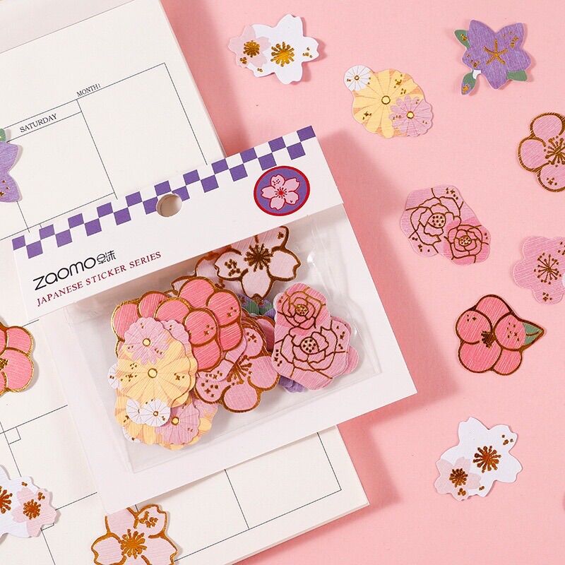 Set 40 miếng dán sticker phũ nhũ vàng trang trí