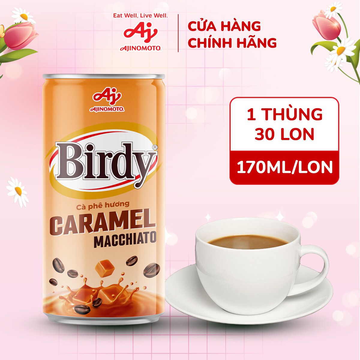 Thùng 30 lon Cà phê Birdy® hương Caramel Macchiato - 170ml/lon