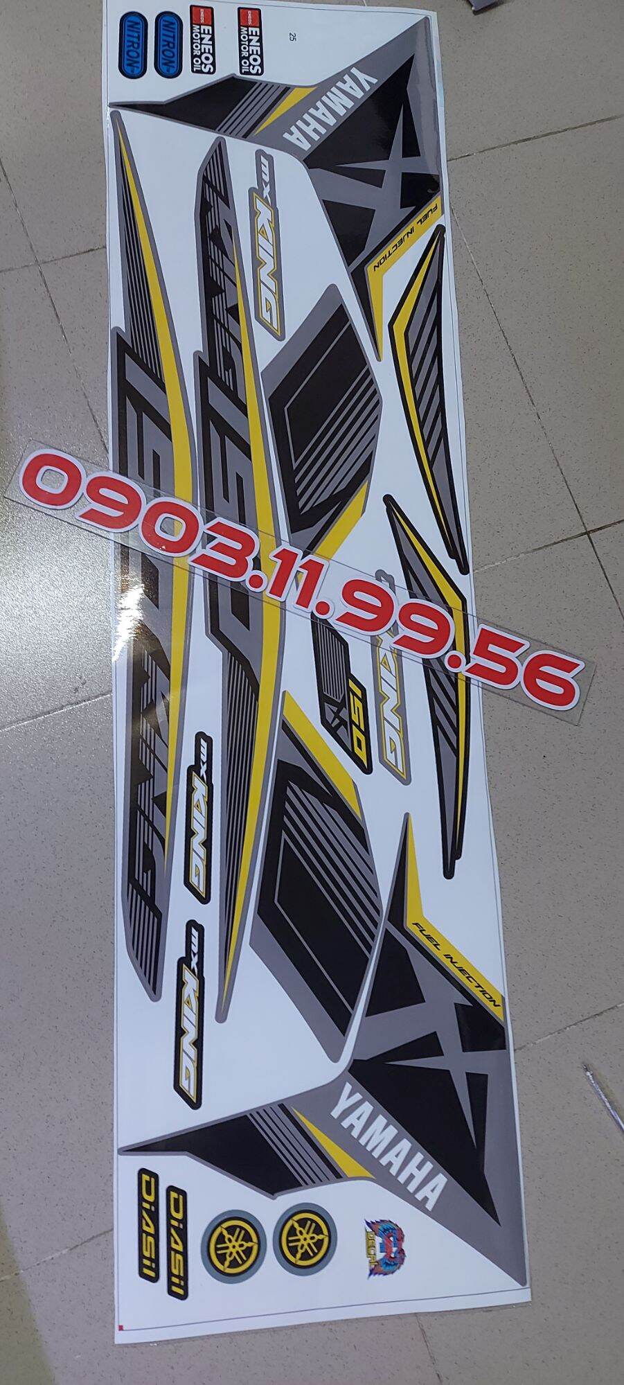 tem rời exciter 150 xám phối vàng mxking